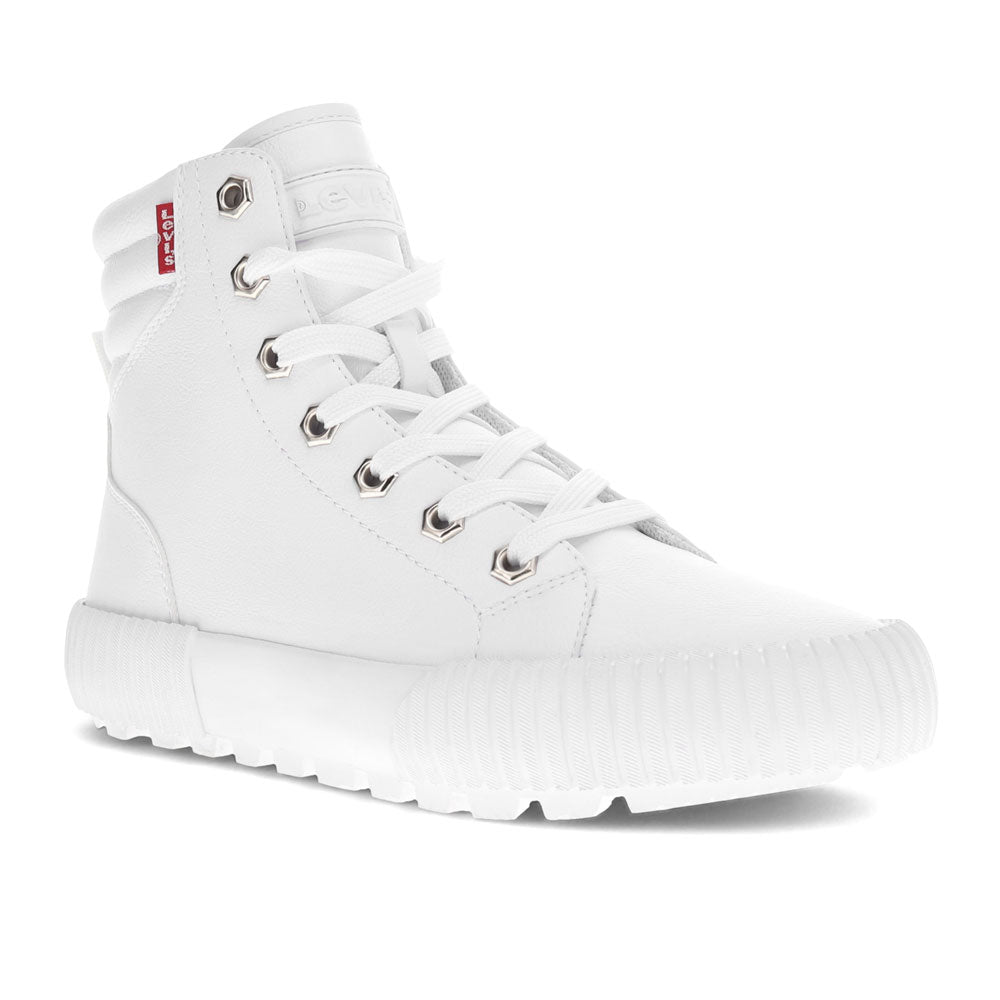 White Mono-Levi's Womens Olivia Mono UL Vegan Leather Hightop Lug Sole Sneaker Shoe