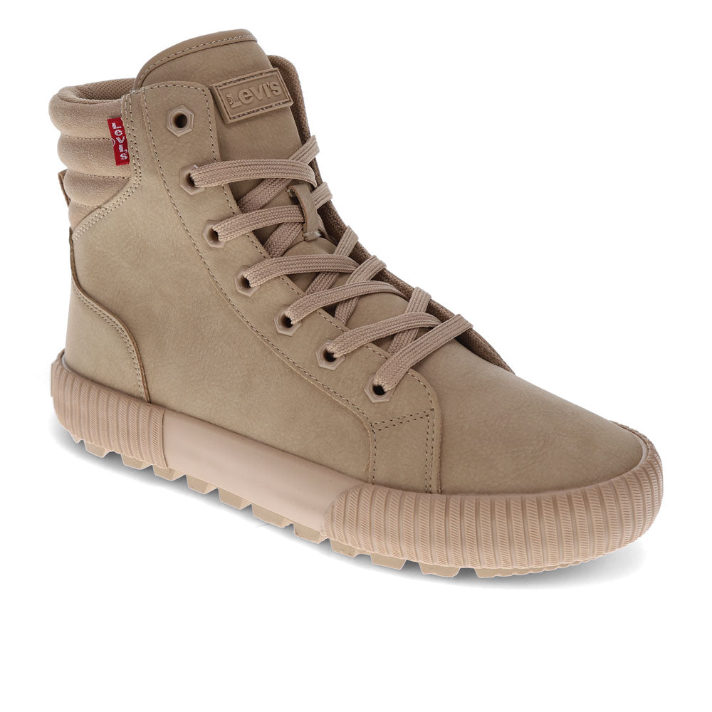 Tan-Levi's Womens Olivia Trek 2 Vegan Leather Hightop Platform Lug Sole Sneaker Shoe
