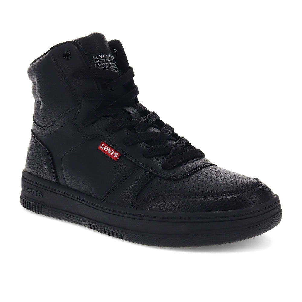 Black Mono-Levi's Womens Drive Hi Vegan Synthetic Leather Casual Hightop Sneaker Shoe