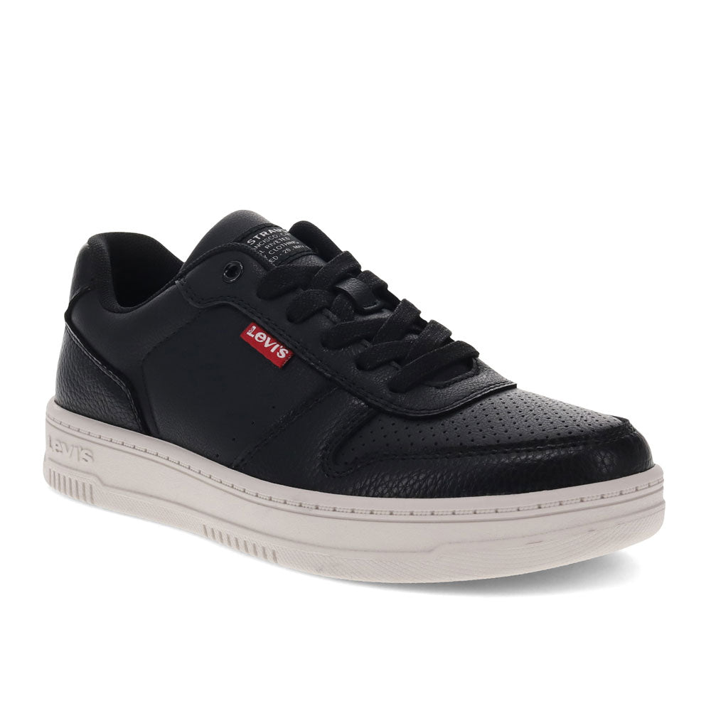 Black-Levi's Womens Drive Lo Vegan Synthetic Leather Casual Lace Up Sneaker Shoe