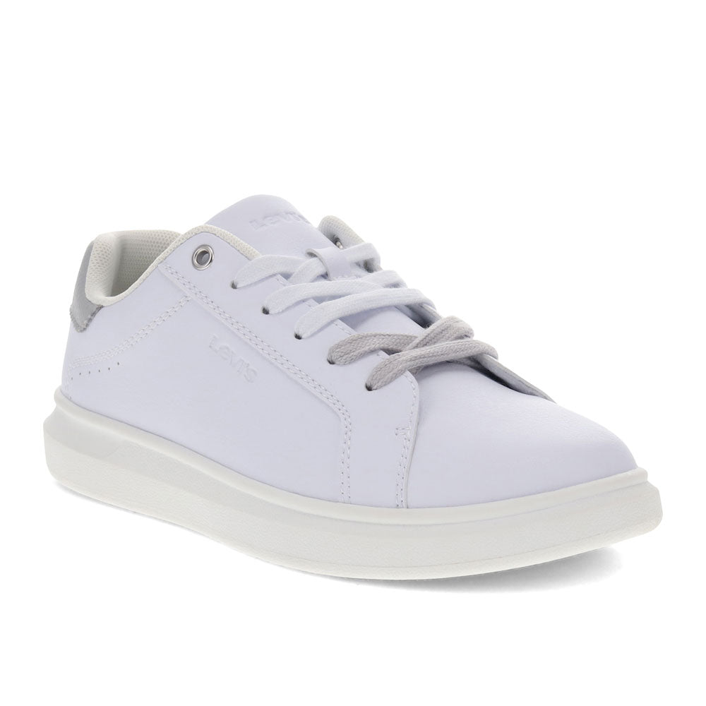 White/Grey-Levi's Womens Ellis Vegan Synthetic Leather Casual Lowtop Sneaker Shoe