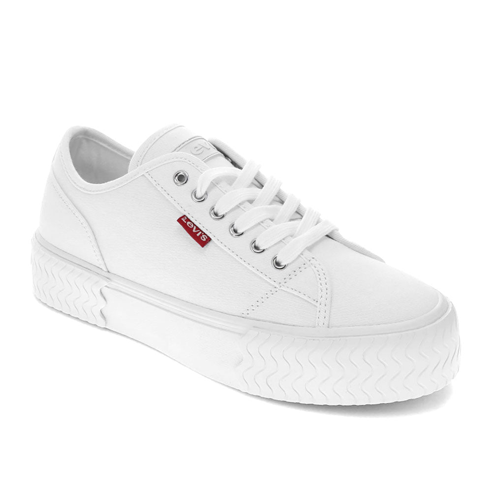 White Mono-Levi's Womens Mdrn Lo Stacked Canvas Textured Casual Platform Sneaker Shoe