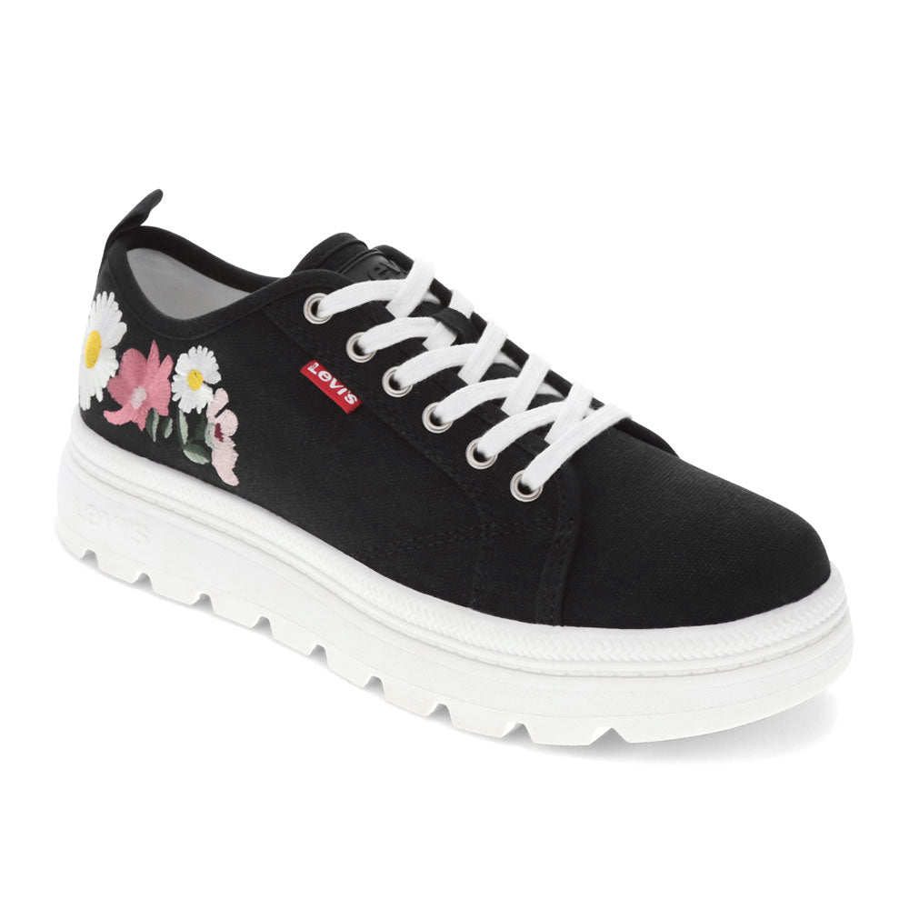 Black-Levi's Womens Hope EMB Canvas Floral Embroidered Casual Lace Up Sneaker Shoe