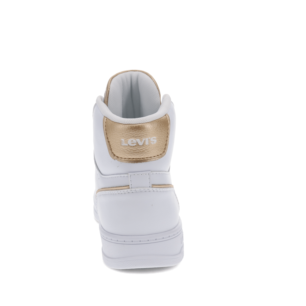 White/Gold-Levi's Womens Drive Hi Synthetic Leather Casual Hightop Sneaker Shoe
