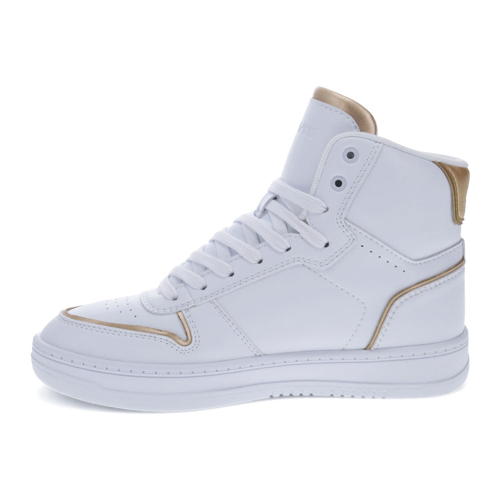 White/Gold-Levi's Womens Drive Hi Synthetic Leather Casual Hightop Sneaker Shoe