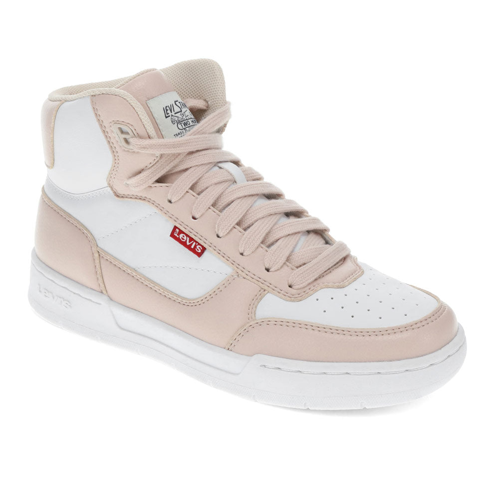 White/Parchment-Levi's Womens Venice Synthetic Leather Casual High Top Sneaker Shoe
