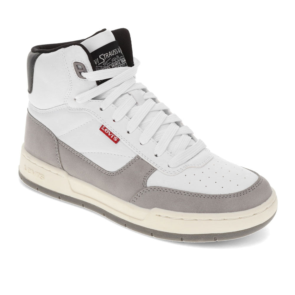 White/Cement/Black-Levi's Womens Venice Synthetic Leather Casual High Top Sneaker Shoe