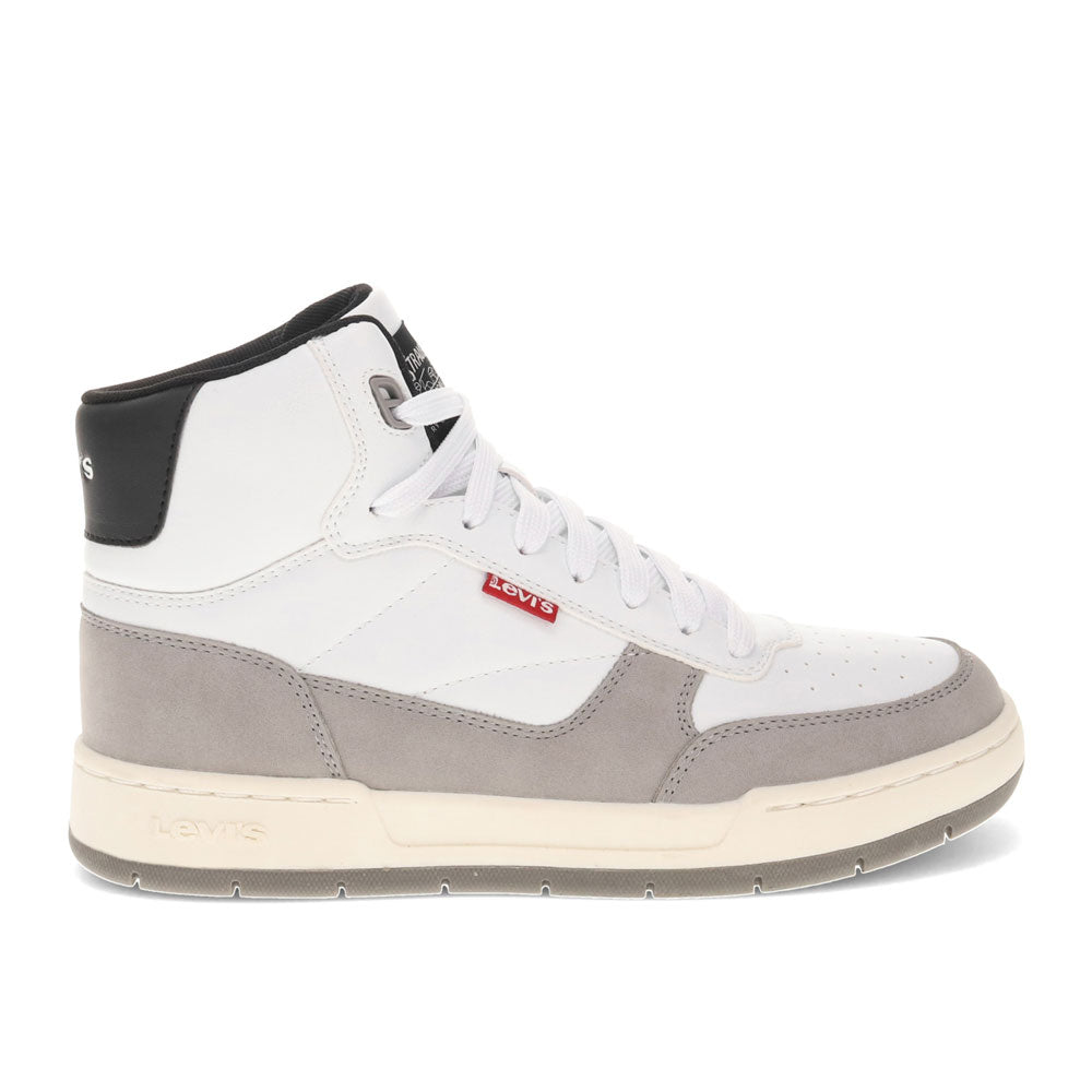 White/Cement/Black-Levi's Womens Venice Synthetic Leather Casual High Top Sneaker Shoe