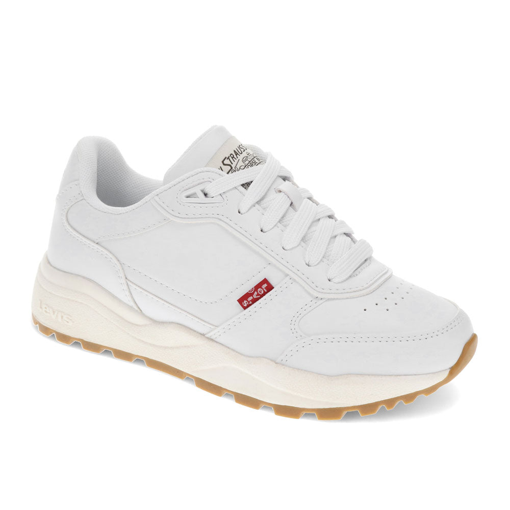 White/Gum-Levi's Womens Skye Synthetic Leather Casual Lace Up Sneaker Shoe