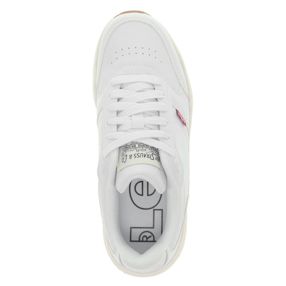 White/Gum-Levi's Womens Skye Synthetic Leather Casual Lace Up Sneaker Shoe