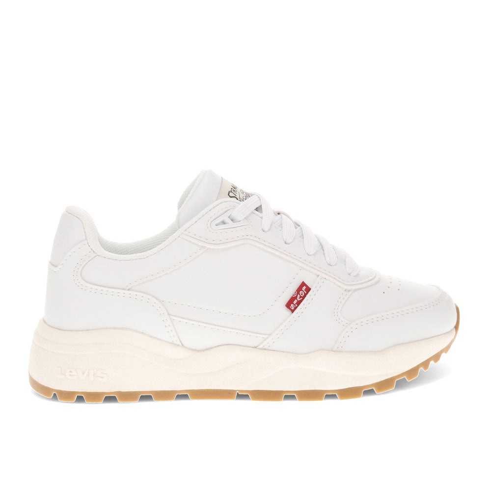 White/Gum-Levi's Womens Skye Synthetic Leather Casual Lace Up Sneaker Shoe