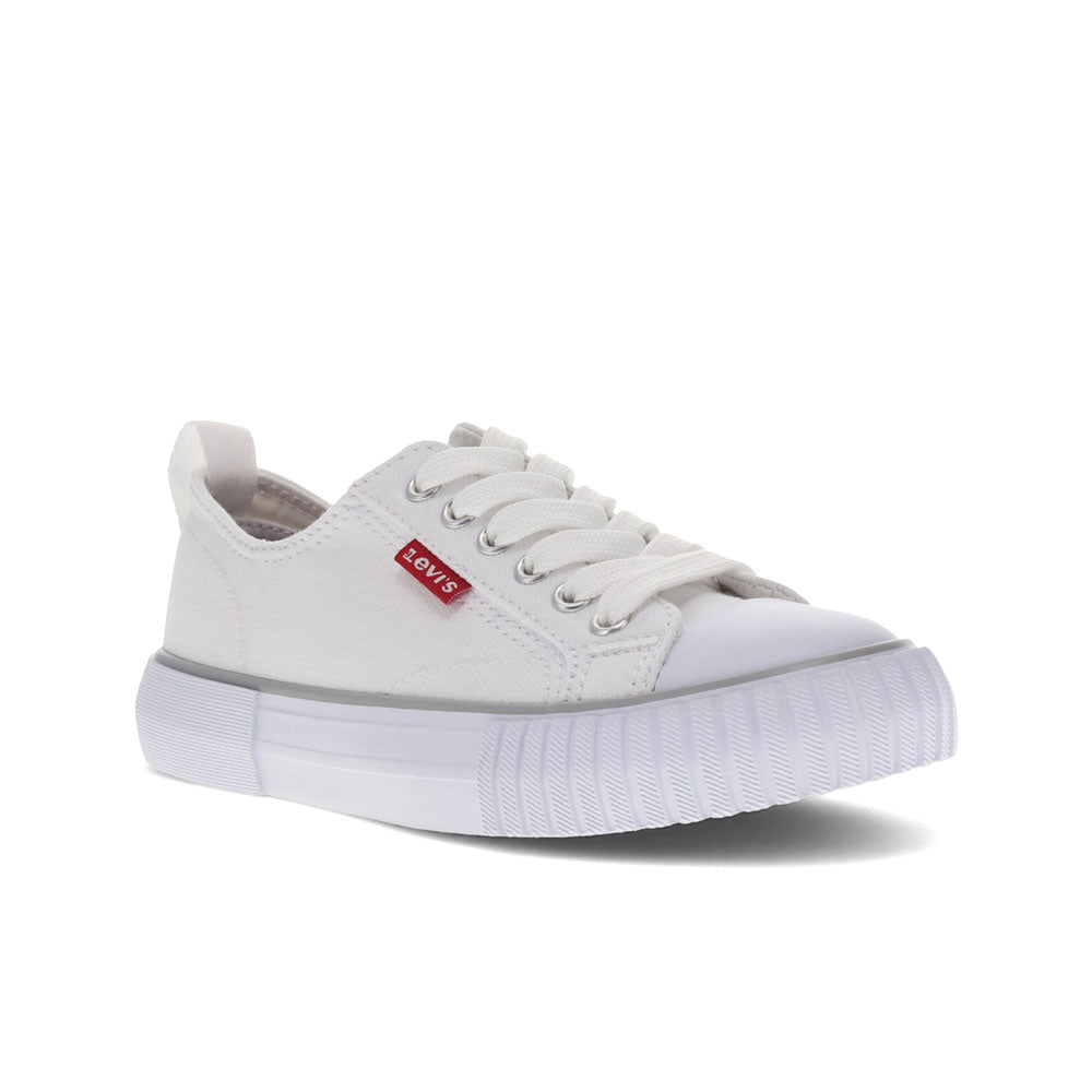 White-Levi's Kids Anikin C CVS Vegan Durable Canvas Casual Lowtop Unisex Sneaker Shoe