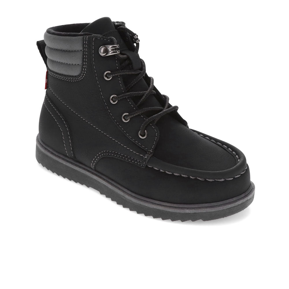 Black/Charcoal-Levi's Kids Dean Vegan Leather Unisex Moc Toe Boot