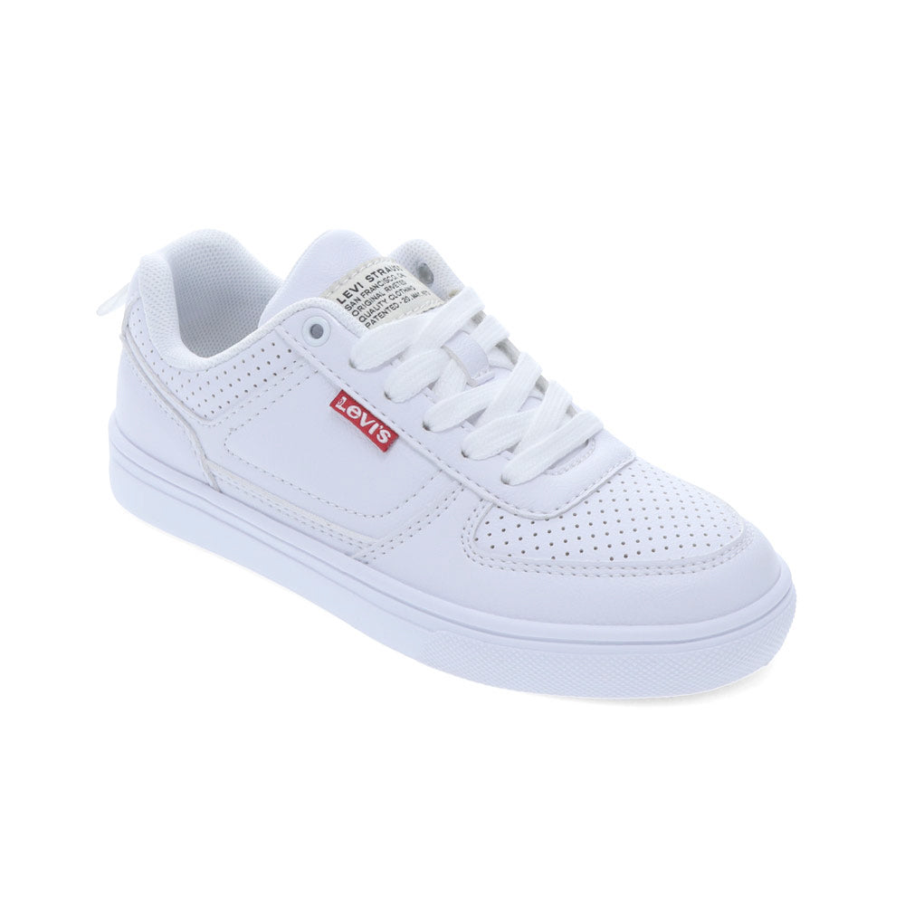 White Mono-Levi's Kids Liam Lo Unisex Vegan Synthetic Leather Lace Up Casual Sneaker Shoe