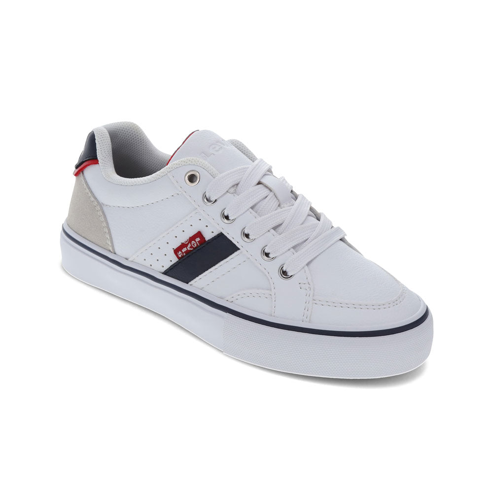 White/Gray-Levi's Kids Avery Unisex Synthetic Leather Casual Lace Up Sneaker Shoe
