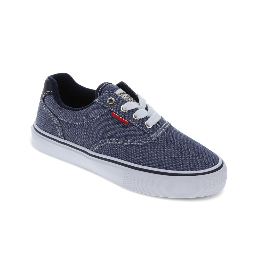 Blue-Levi's Kids Thane Unisex Chambray Casual Lace Up Sneaker Shoe