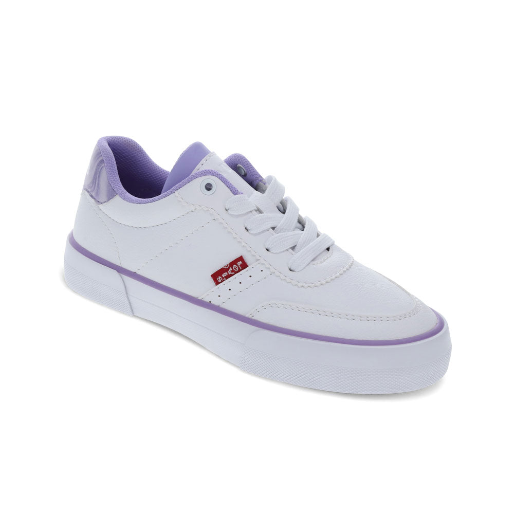 White/Lilac-Levi's Kids Maribel Unisex Synthetic Leather Casual Lace Up Sneaker Shoe