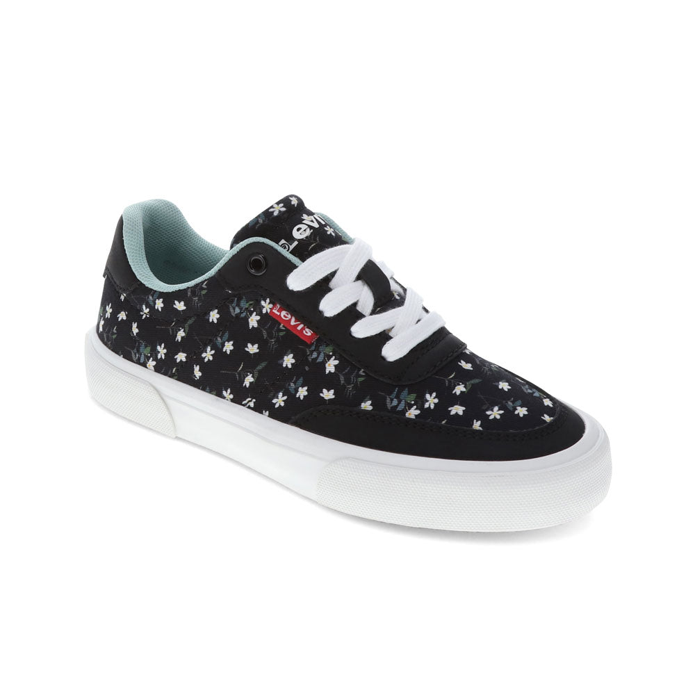 Black Floral-Levi's Kids Maribel Floral Unisex Twill Canvas Lace Up Lowtop Casual Sneaker Shoe