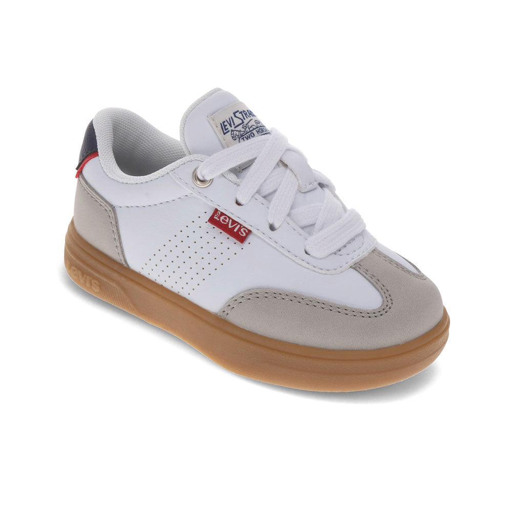 White/Gray-Levi's Toddler Zane Unisex Poly Canvas Casual Lace Up Sneaker Shoe