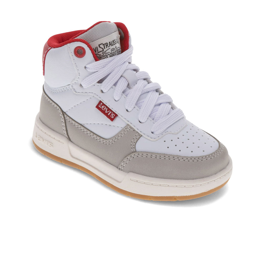 White/Cement/Red-Levi's Toddler Venice Unisex Synthetic Leather Casual Hightop Sneaker Shoe