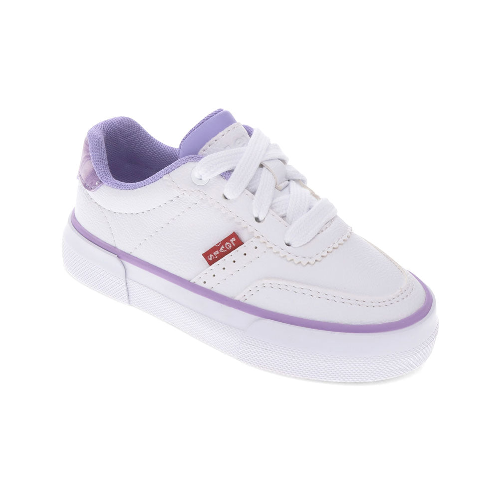 White/Lilac-Levi's Toddler Maribel Unisex Synthetic Leather Casual Lace Up Sneaker Shoe