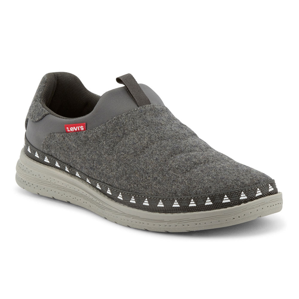 Charcoal-Levi's Mens Keane Felt Comfort Loafer Rubber Sole Indoor/Outdoor Slipper Shoe