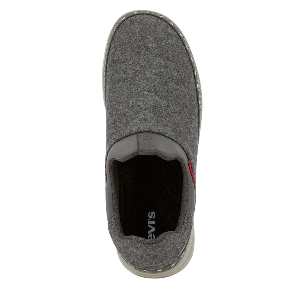 Charcoal-Levi's Mens Keane Felt Comfort Loafer Rubber Sole Indoor/Outdoor Slipper Shoe