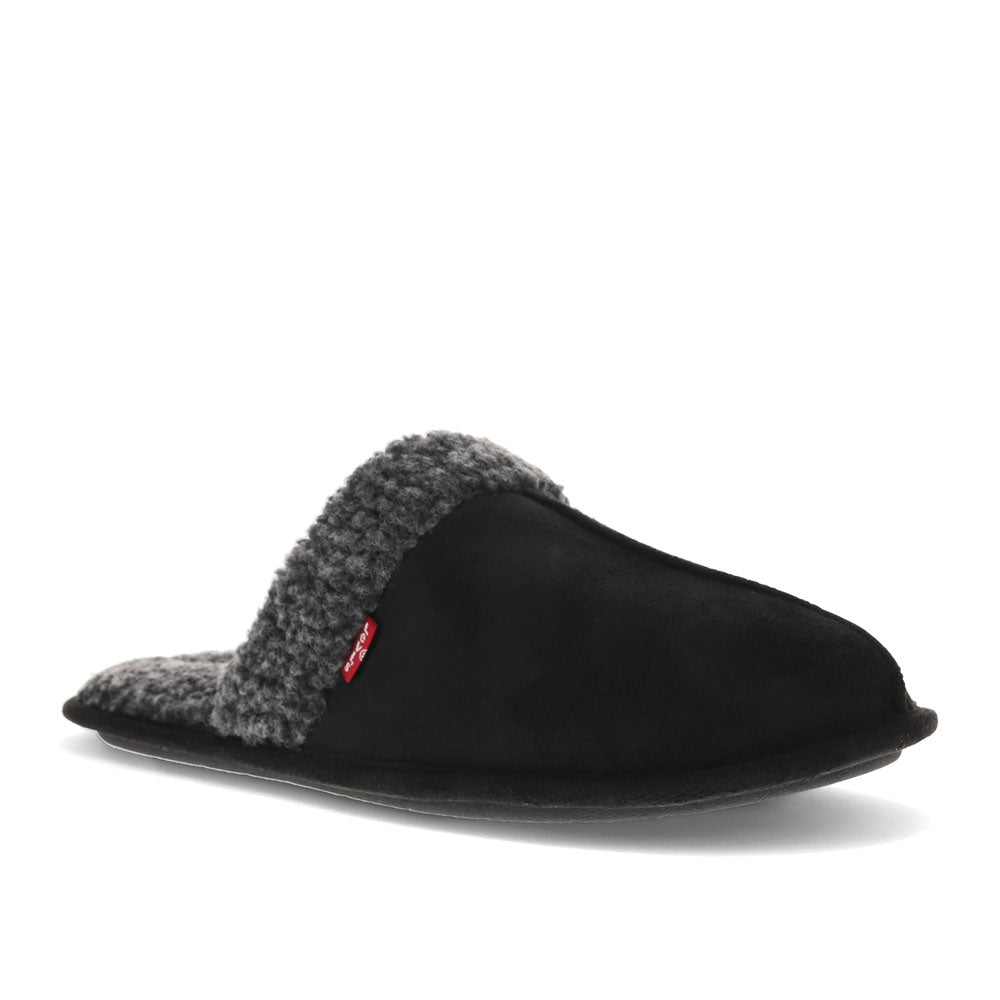 Black/Charcoal-Levi's Mens Brixton Microsuede Comfort Memory Foam Rubber Sole Scuff Slipper