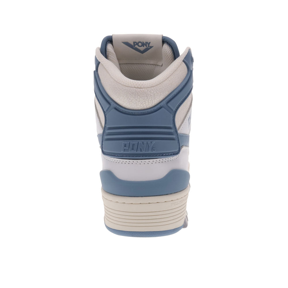 White/Blue Shadow/Snow White-PONY Mens M100 High Genuine Leather Premium Lace Up Athletic Sneaker Shoe