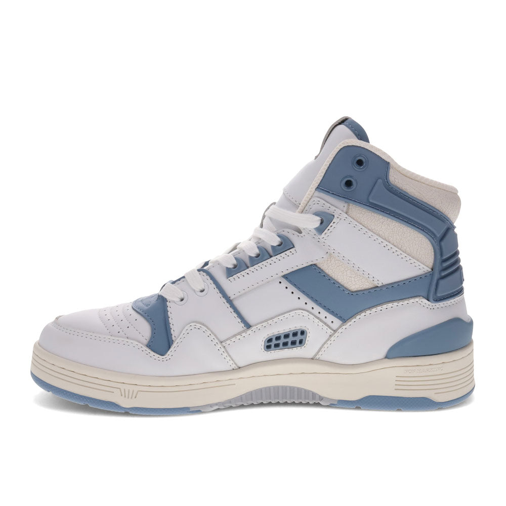 White/Blue Shadow/Snow White-PONY Mens M100 High Genuine Leather Premium Lace Up Athletic Sneaker Shoe