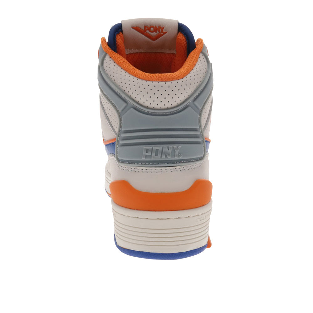 Off White/Blue/Orange-PONY Mens M100 High Genuine Leather Premium Lace Up Athletic Sneaker Shoe