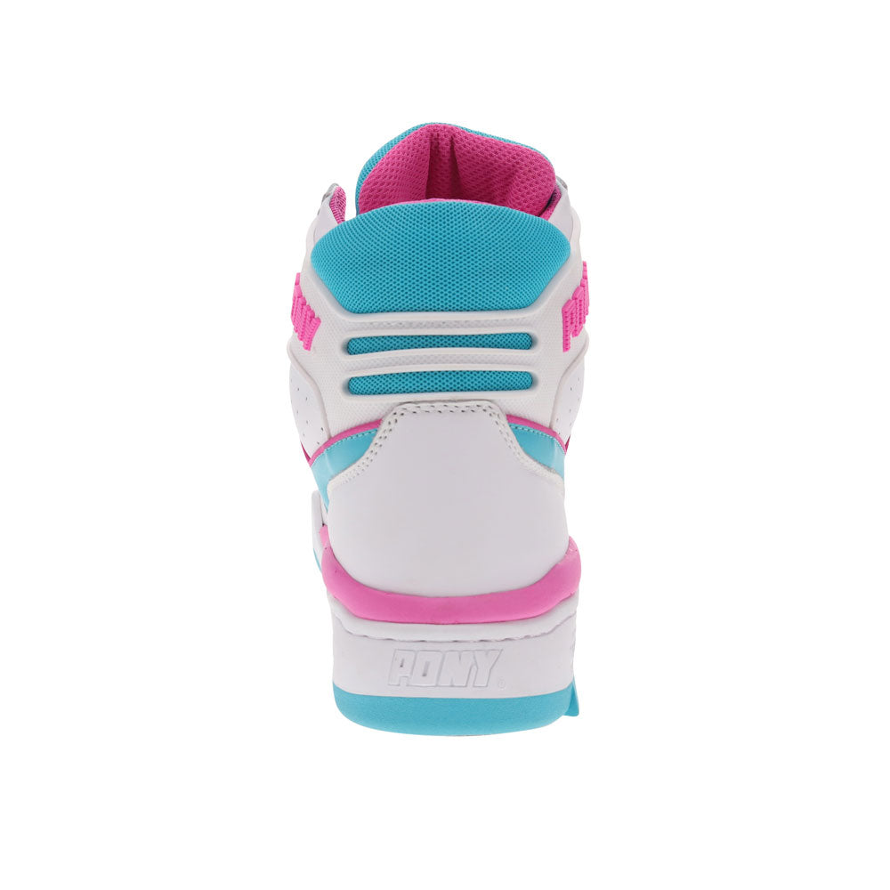 White/Scuba Blue/Pink-PONY Mens M110 Archive Genuine Leather Premium Lace Up Athletic Sneaker Shoe