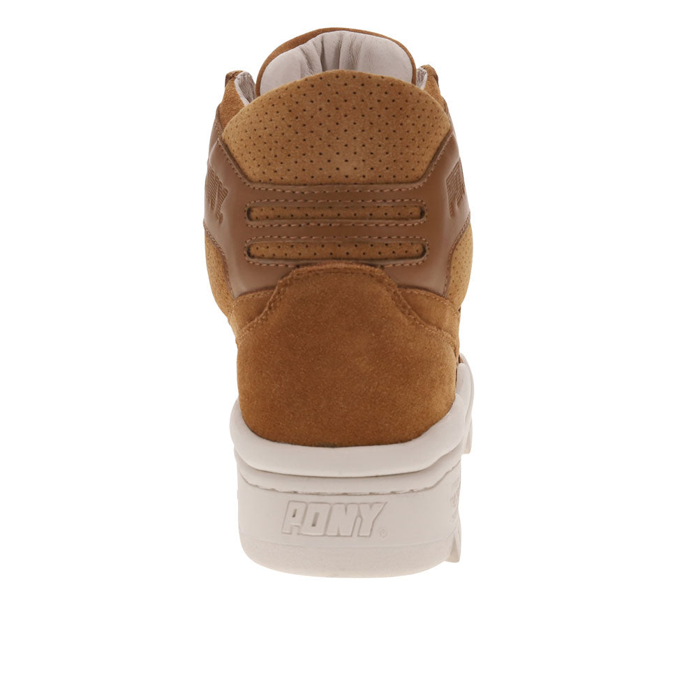 Tan/Off White-PONY Mens M110 Lux Genuine Leather and Suede Premium Lace Up Athletic Sneaker Shoe