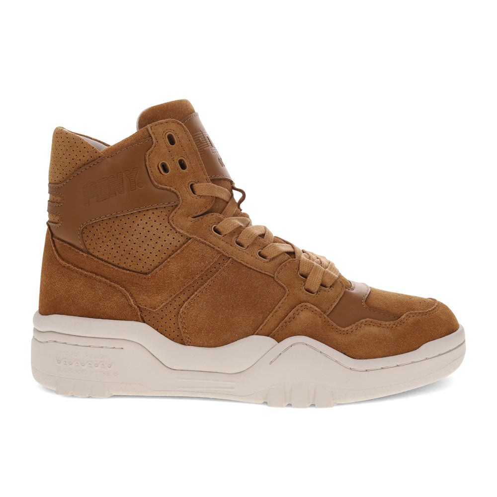 Tan/Off White-PONY Mens M110 Lux Genuine Leather and Suede Premium Lace Up Athletic Sneaker Shoe