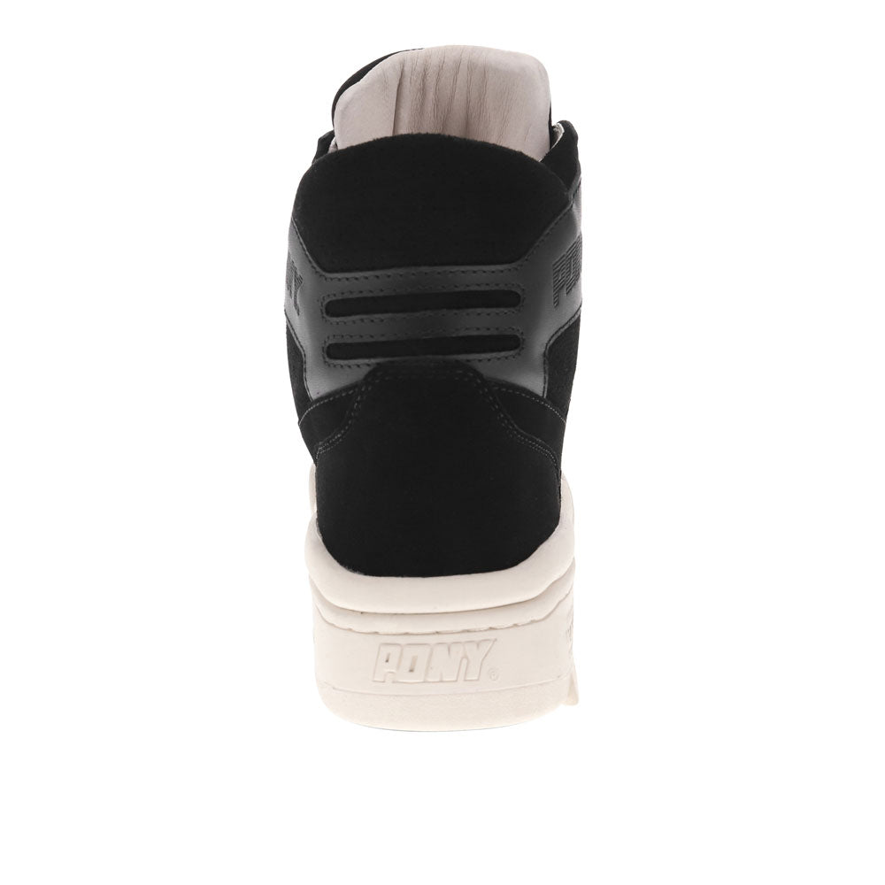 Black/Off White-PONY Mens M110 Lux Genuine Leather and Suede Premium Lace Up Athletic Sneaker Shoe