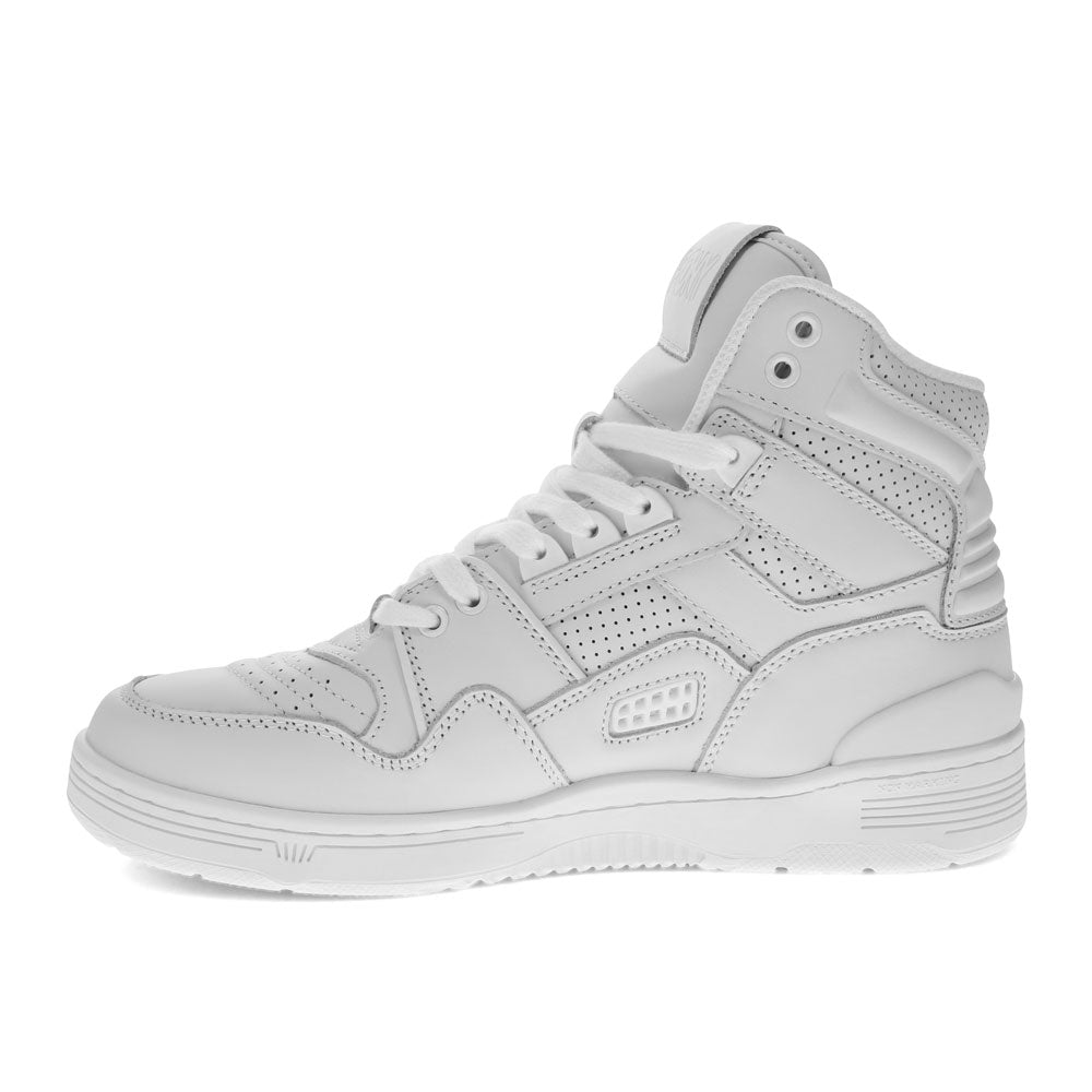 White-PONY Mens M100 Genuine Leather Premium Hightop Lace Up Athletic Sneaker Shoe