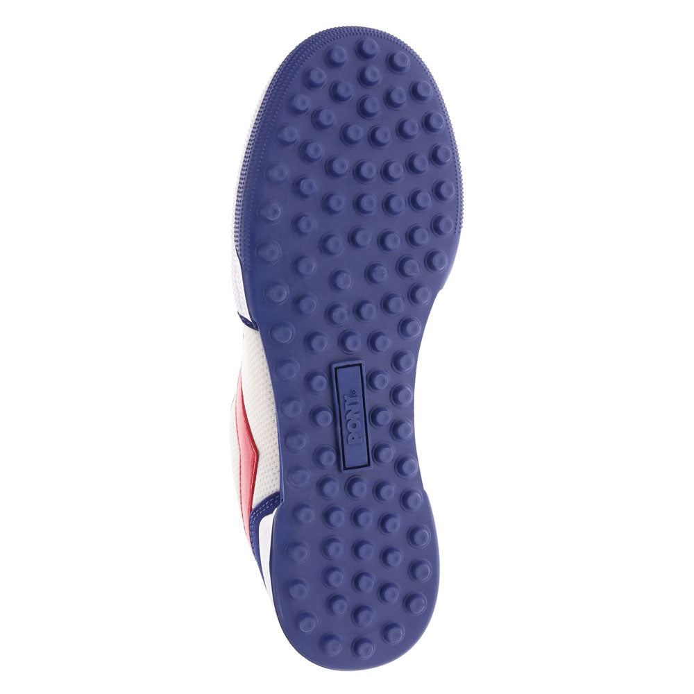 White/Blue/Red-PONY Mens Linebacker Archive Genuine Leather and Mesh Premium Lace Up Athletic Sneaker Shoe