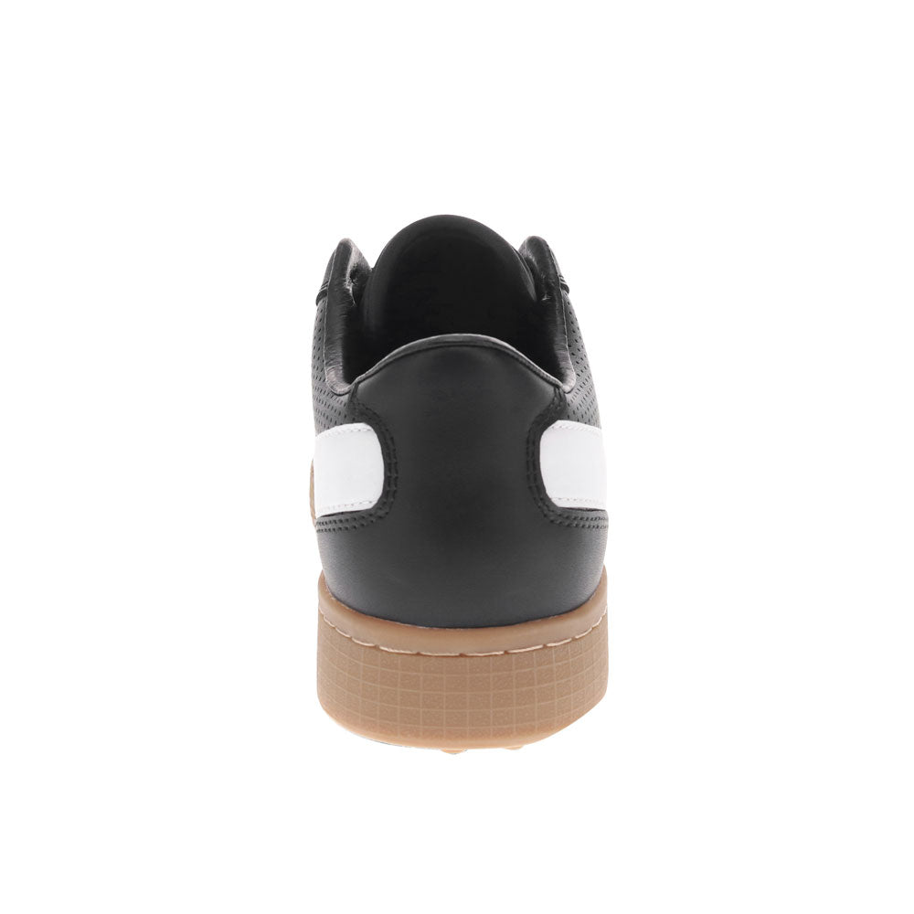 Black/White/Gum-PONY Mens Linebacker Lux Genuine Leather and Suede Premium Lace Up Athletic Sneaker Shoe