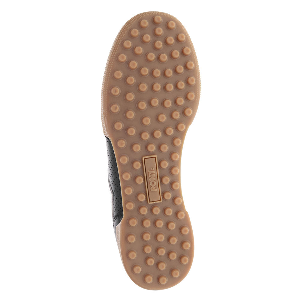 Black/White/Gum-PONY Mens Linebacker Lux Genuine Leather and Suede Premium Lace Up Athletic Sneaker Shoe