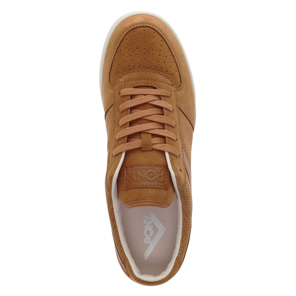 Tan/Off White-PONY Mens Linebacker Lux Genuine Leather and Suede Premium Lace Up Athletic Sneaker Shoe