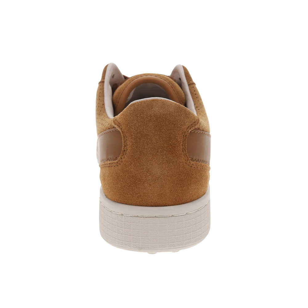 Tan/Off White-PONY Mens Linebacker Lux Genuine Leather and Suede Premium Lace Up Athletic Sneaker Shoe