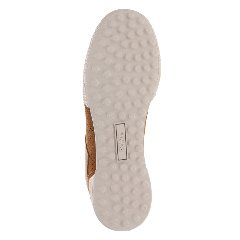 Tan/Off White-PONY Mens Linebacker Lux Genuine Leather and Suede Premium Lace Up Athletic Sneaker Shoe