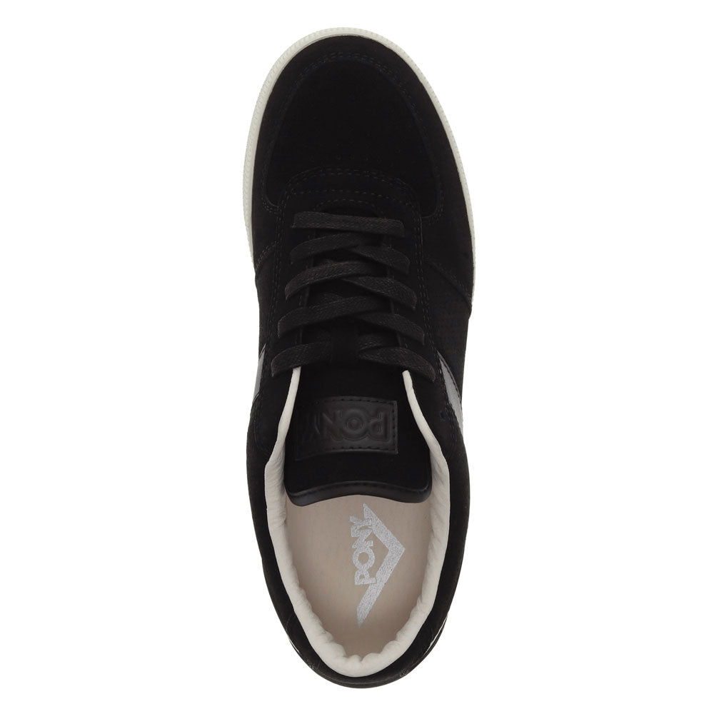 Black/Off White-PONY Mens Linebacker Lux Genuine Leather and Suede Premium Lace Up Athletic Sneaker Shoe