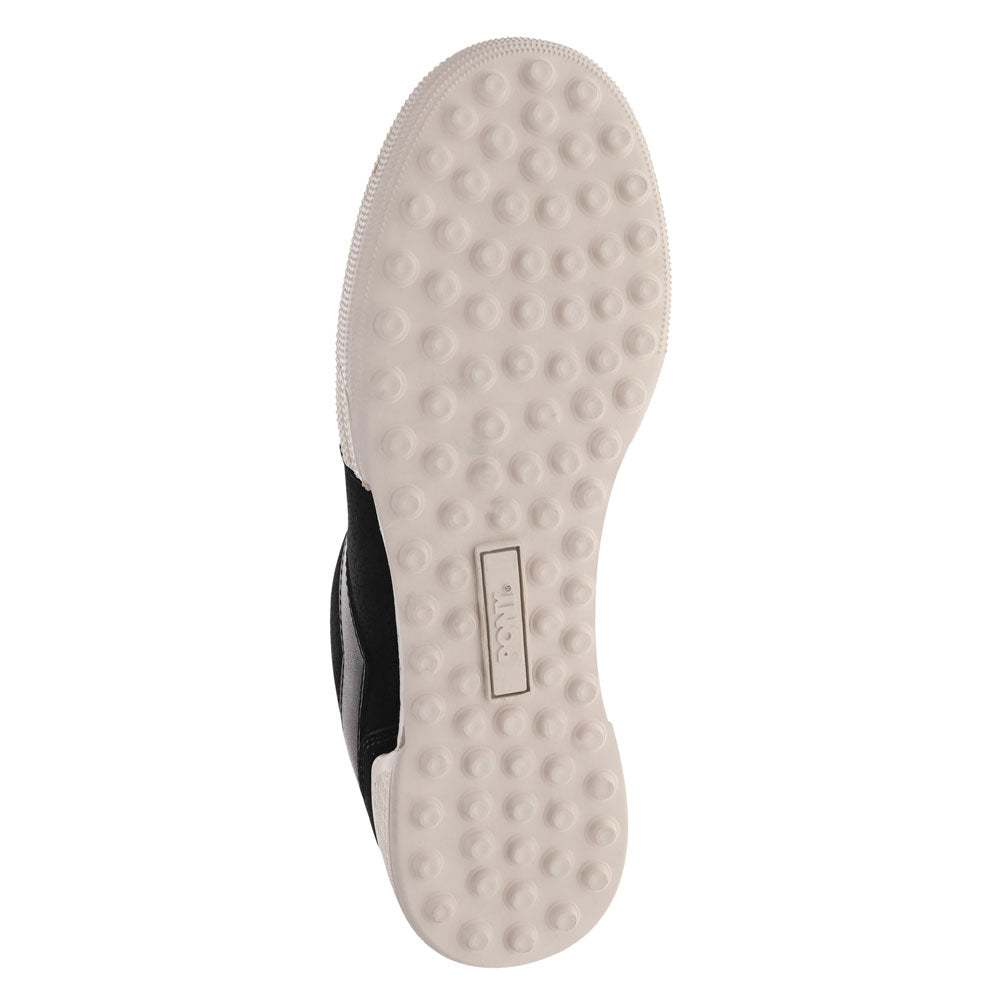 Black/Off White-PONY Mens Linebacker Lux Genuine Leather and Suede Premium Lace Up Athletic Sneaker Shoe