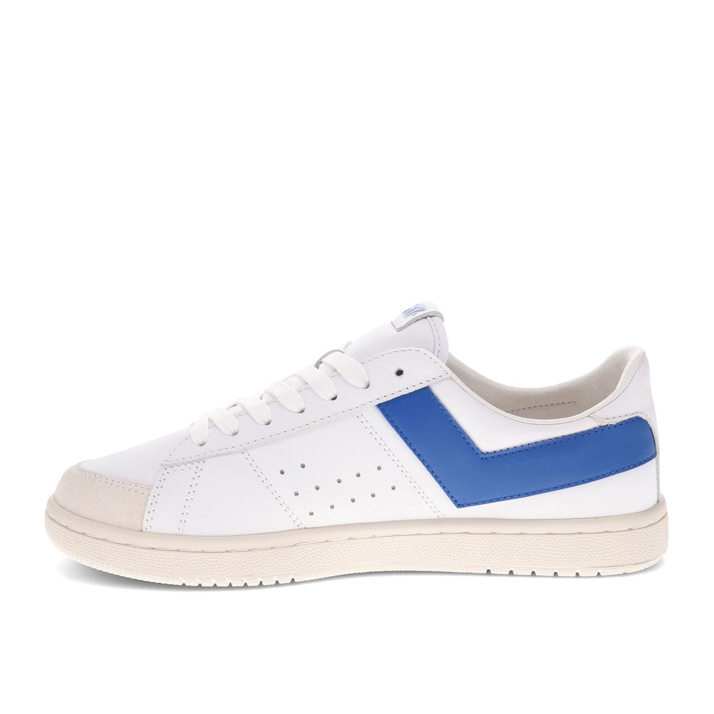 White/Blue/Off White-PONY Mens M-Pro Low Genuine Leather and Suede Premium Lace Up Athletic Sneaker Shoe