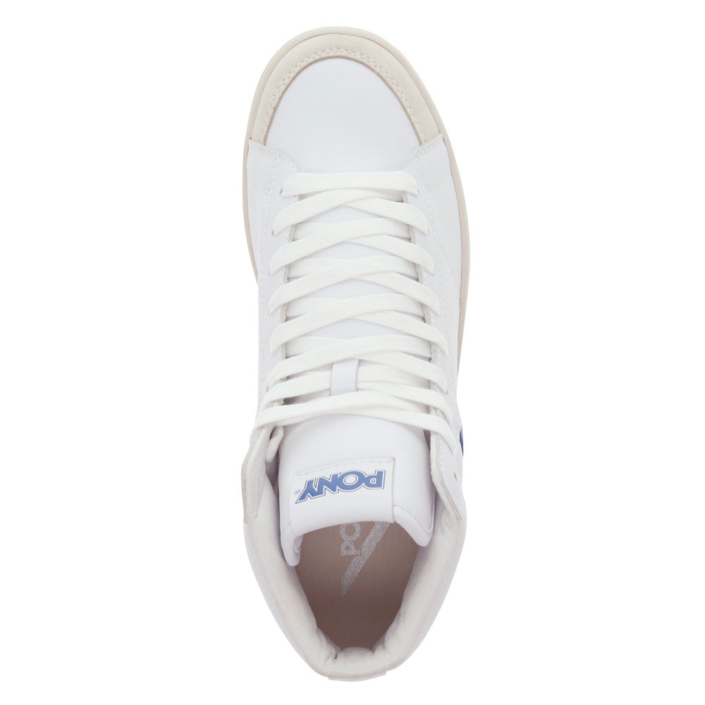 White/Blue/Off White-PONY Mens M-Pro High Genuine Leather and Suede Premium Lace Up Athletic Sneaker Shoe