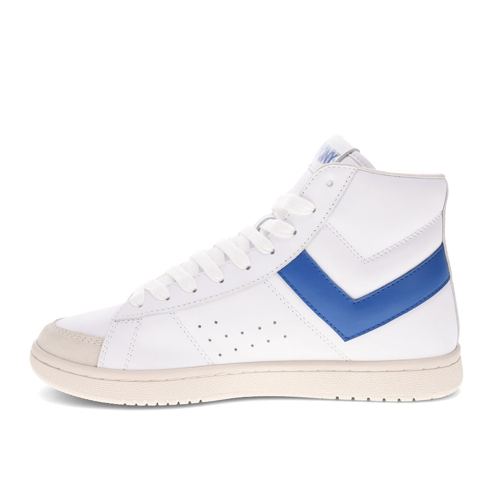 White/Blue/Off White-PONY Mens M-Pro High Genuine Leather and Suede Premium Lace Up Athletic Sneaker Shoe
