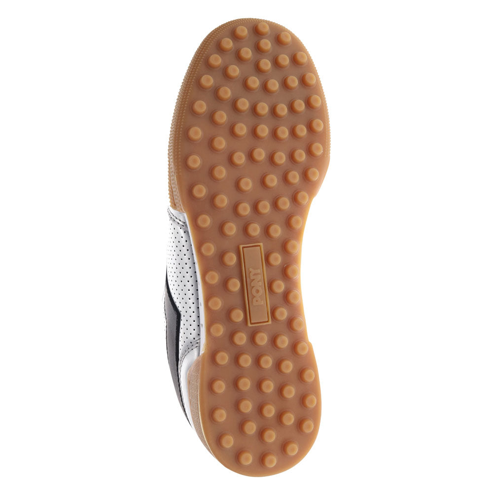 Silver/Black-PONY Mens Linebacker Metallic Genuine Leather Premium Lace Up Athletic Sneaker Shoe