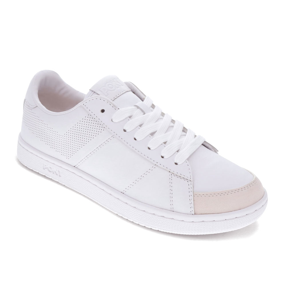 White Mono-PONY Mens M-Pro Low Perf Genuine Leather and Suede Premium Lace Up Athletic Sneaker Shoe