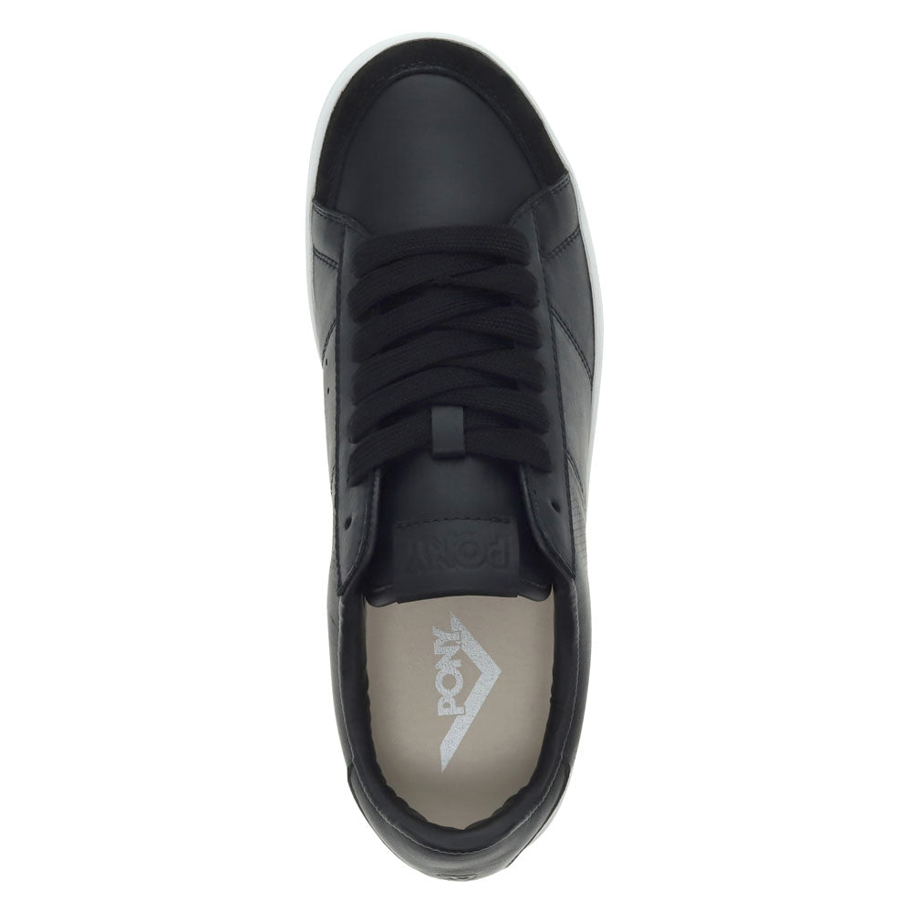 Black/White-PONY Mens M-Pro Low Perf Genuine Leather and Suede Premium Lace Up Athletic Sneaker Shoe